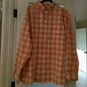 Orange and White Checkered Long-Sleeve shirt